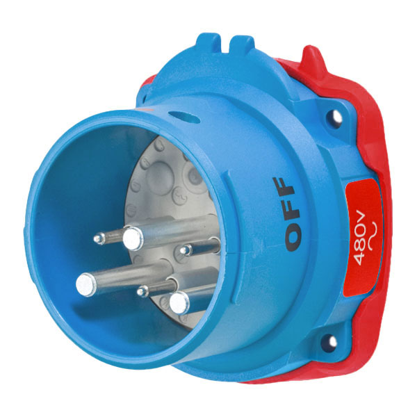 63-68042-973 - DSN60 INLET POLY BLUE SIZE 3 TYPE 4X IP 69 2P+G 60A 480 VAC 60 Hz +3 AUX